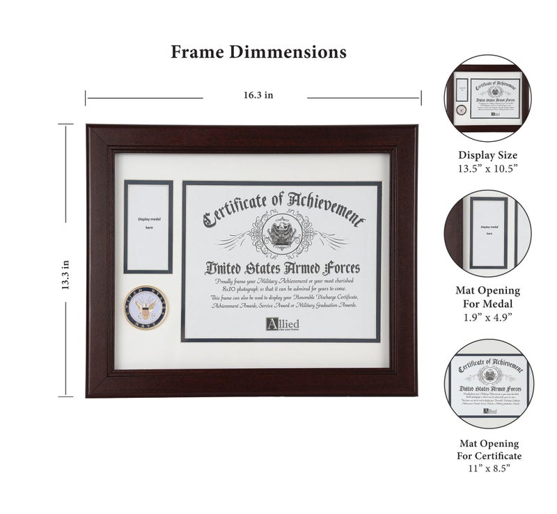 Allied Flag Allied Frame US Navy Medal and Award Certificate Frame - 8 x 10 Opening - Image 3